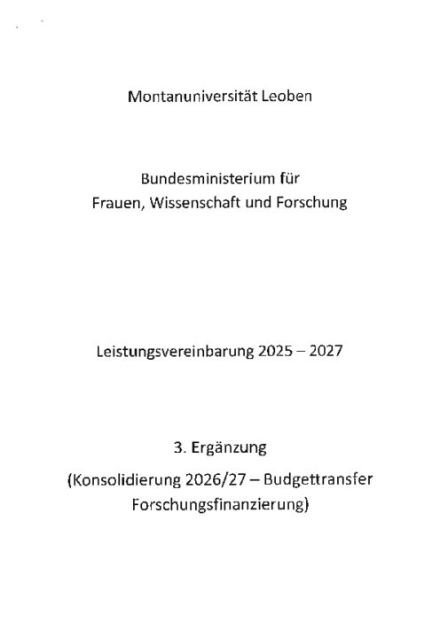 Leistungsvereinbarung 2025 2027 Montanuniversität Leoben 3 Ergänzung