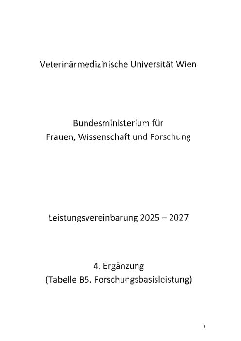 Leistungsvereinbarung 2025 2027 Veterinärmedizinische Universität Wien 4 Ergänzung