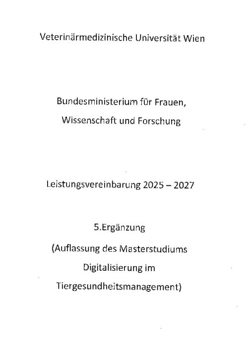 Leistungsvereinbarung 2025 2027 Veterinärmedizinische Universität Wien 5 Ergänzung