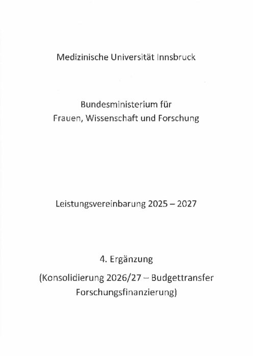 Leistungsvereinbarung 2026 2027 Medizinische Universität Innsbruck 4 Ergänzung
