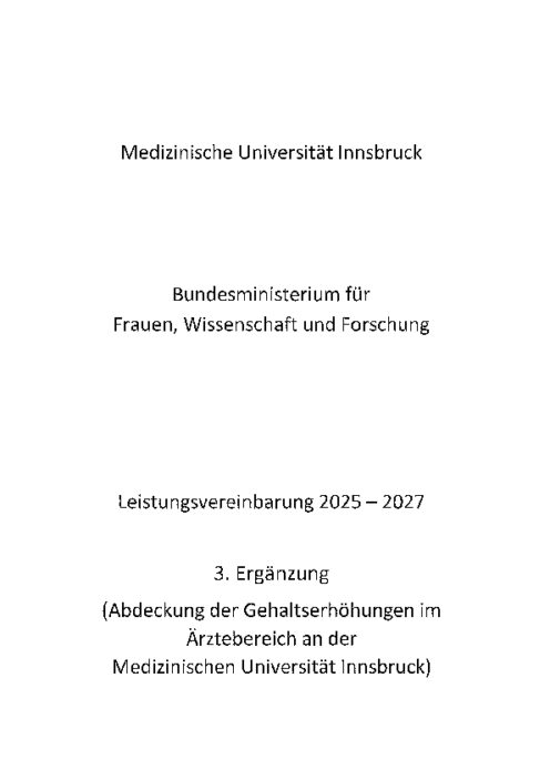 Leisungsvereinbarung 2025 2027 Medizinische Universität Innsbruck 3 Ergänzung