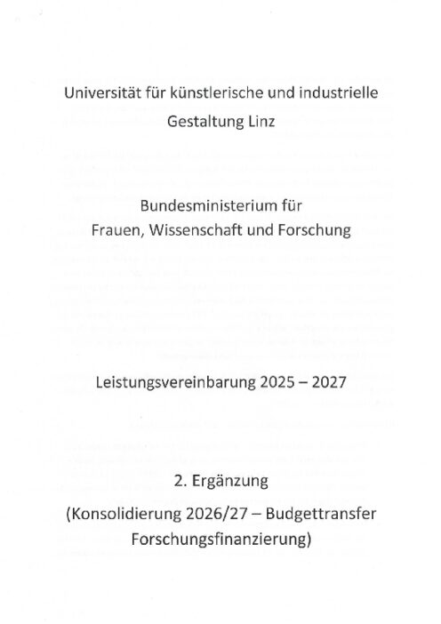 Universität für künstlerische und industrielle Gestaltung Linz 2 LV Ergänzung 16 01 2026
